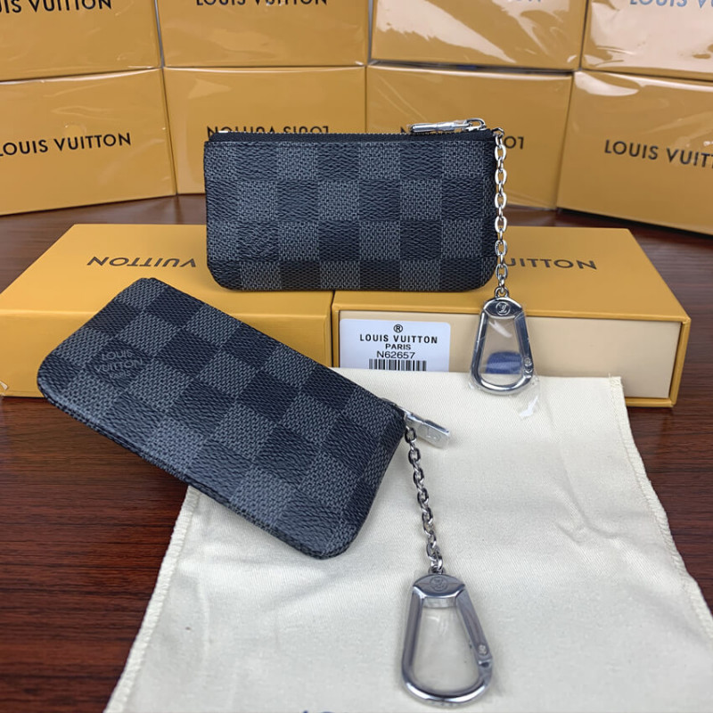 Shop Louis Vuitton DAMIER GRAPHITE Pochette cle (N60155) by JOY＋