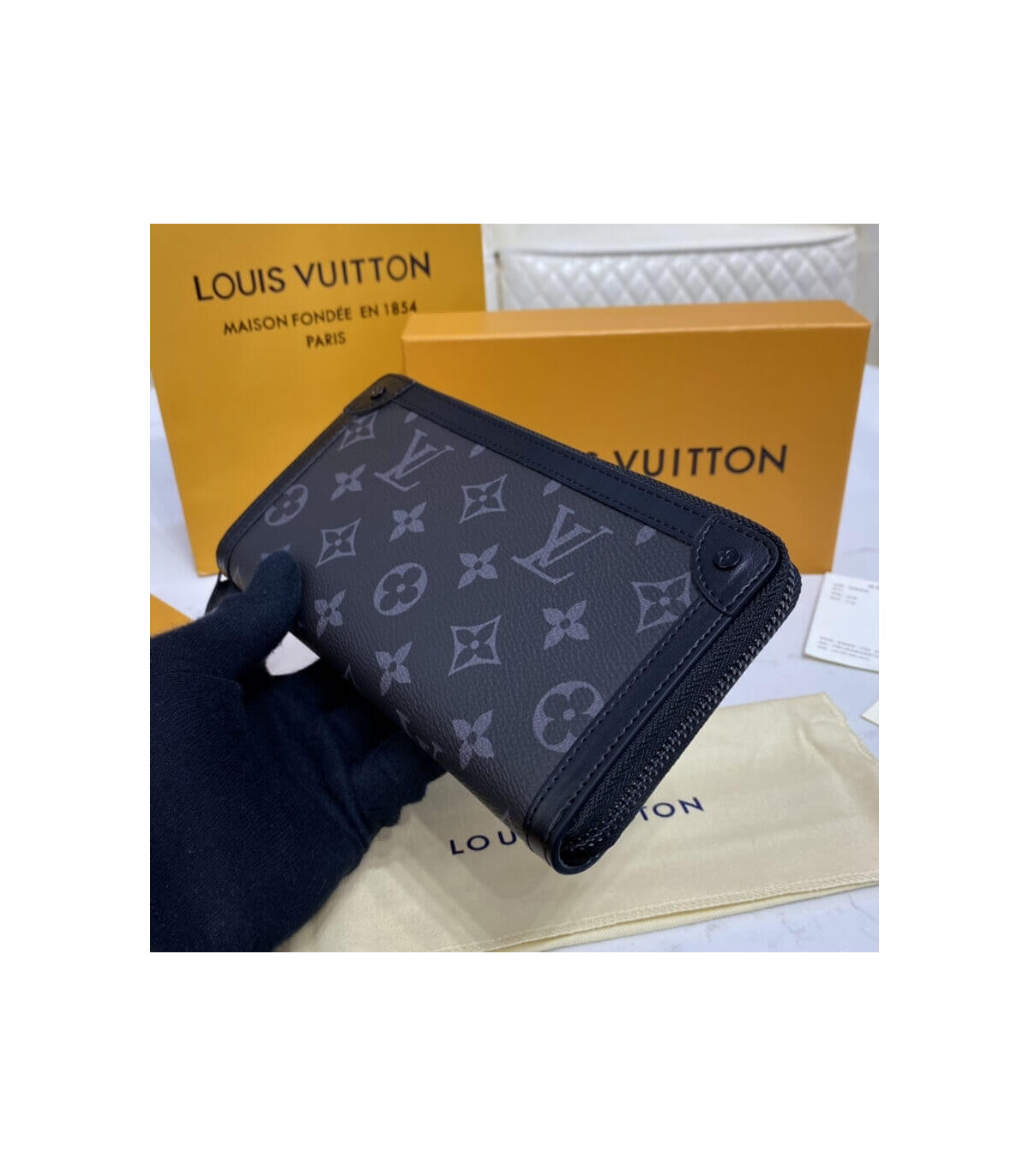 Louis Vuitton, Accessories, Auth Louis Vuitton Monogram Eclipse Zippy  Coin Purse Vertical M8662