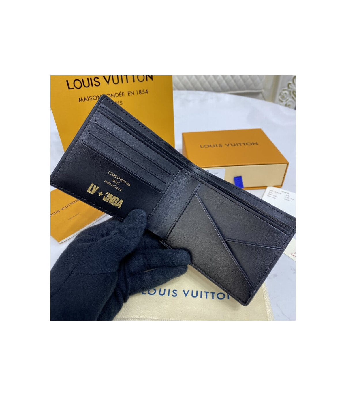 Louis Vuitton LV x NBA Multiple Wallet Printed Monogram Embossed Leather  Black 2243301