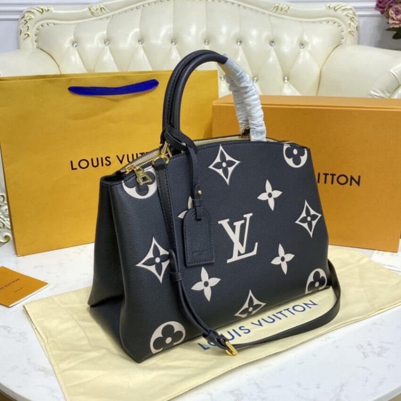 3ad3511] Auth Louis Vuitton 2WAY Bag Monogram Empreinte Grand Palais MM  M45842 Black/Beige