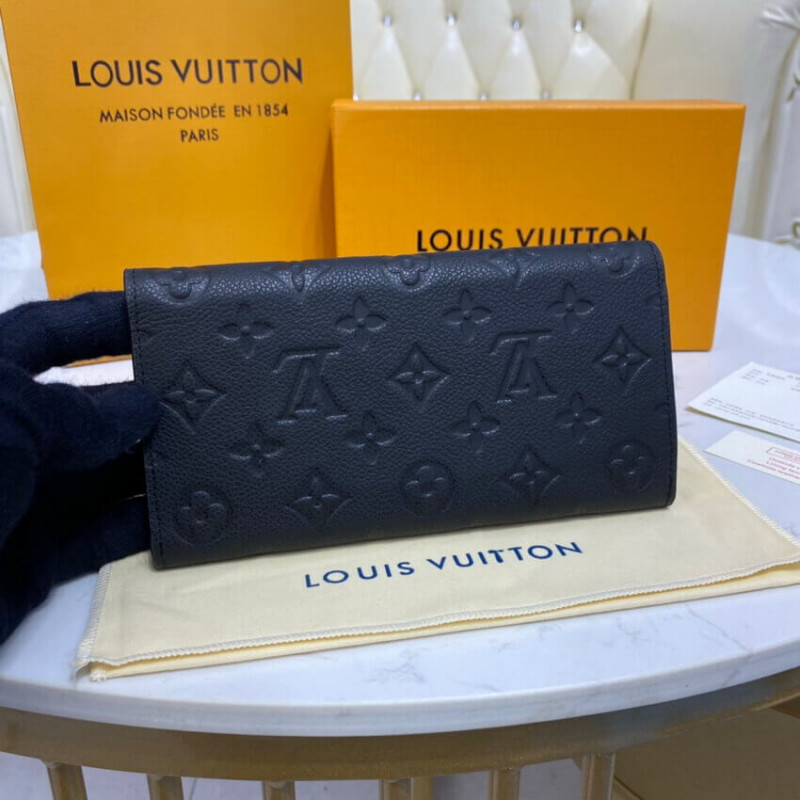 Louis Vuitton Emilie Wallet Monogram Empreinte Leather Black 23496722