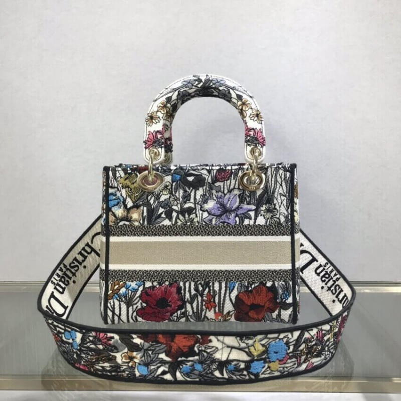 Dior Medium Lady D-Lite Bag Multicolor Mille Fleurs Embroidery