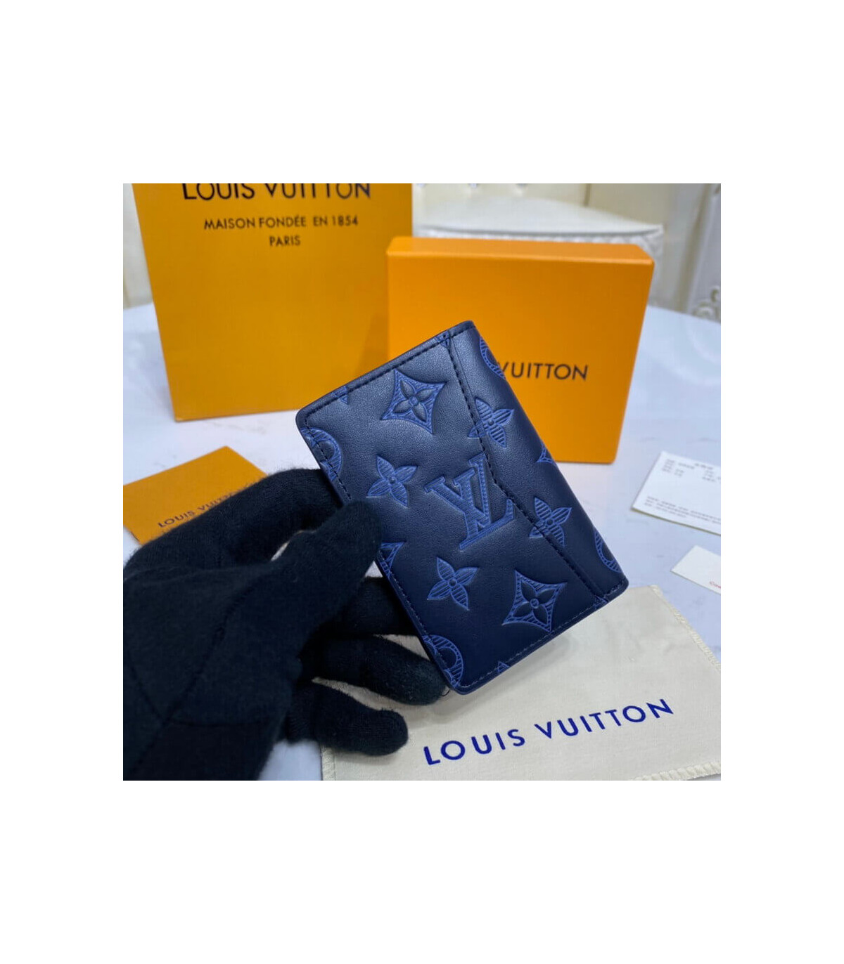 Pocket organizer cloth small bag Louis Vuitton Blue in Cloth - 31635585
